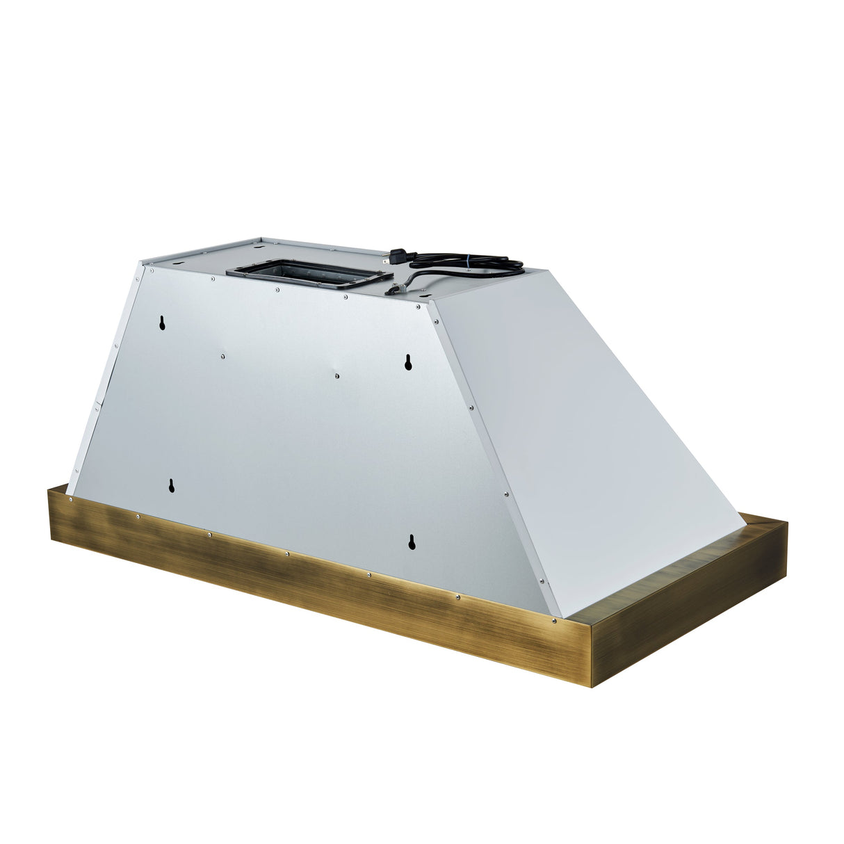 FORNO Vittorio 48" 600 CFM Wall Mount Range Hood in White and Antique Brass Trim with Remote Control, FRHWM5078-48WHT