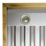 FORNO Vittorio 48" 600 CFM Wall Mount Range Hood in White and Antique Brass Trim with Remote Control, FRHWM5078-48WHT