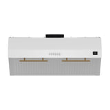 FORNO Espresso Bari 30" 400 CFM Under Cabinet Range Hood in White with Antique Brass Handles, FRHUC5255-30WHT