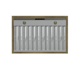 FORNO Vittorio 36" 600 CFM Wall Mount Range Hood in Black and Antique Brass Trim with Remote Control, FRHWM5078-36BLK