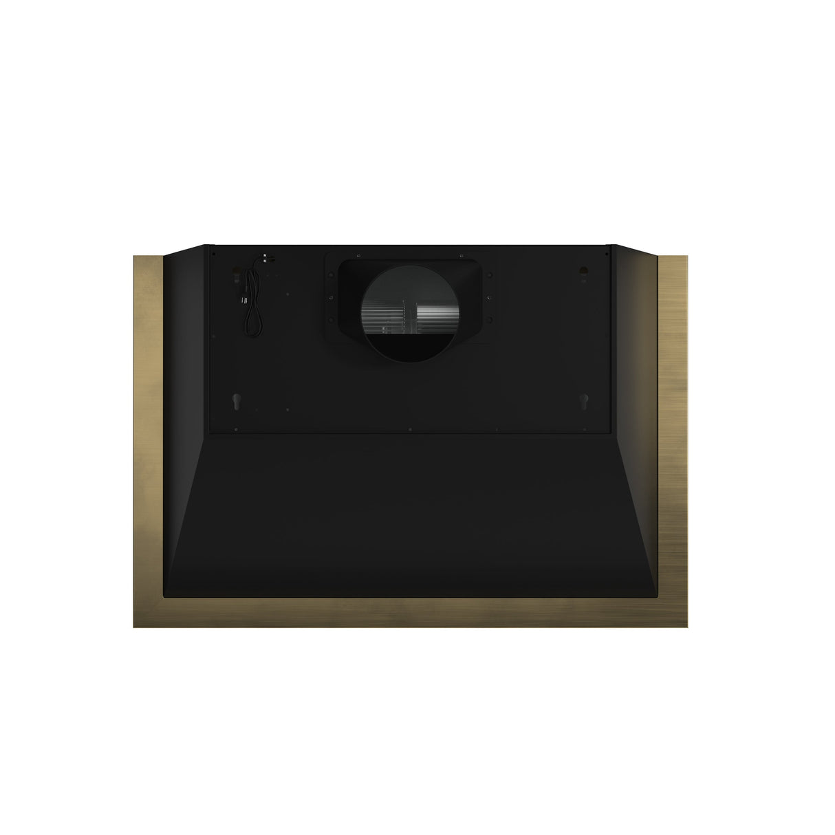 FORNO Vittorio 36" 600 CFM Wall Mount Range Hood in Black and Antique Brass Trim with Remote Control, FRHWM5078-36BLK