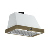 FORNO Vittorio 36" 600 CFM Wall Mount Range Hood in White and Antique Brass Trim with Remote Control, FRHWM5078-36WHT