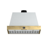 FORNO Vittorio 36" 600 CFM Wall Mount Range Hood in White and Antique Brass Trim with Remote Control, FRHWM5078-36WHT
