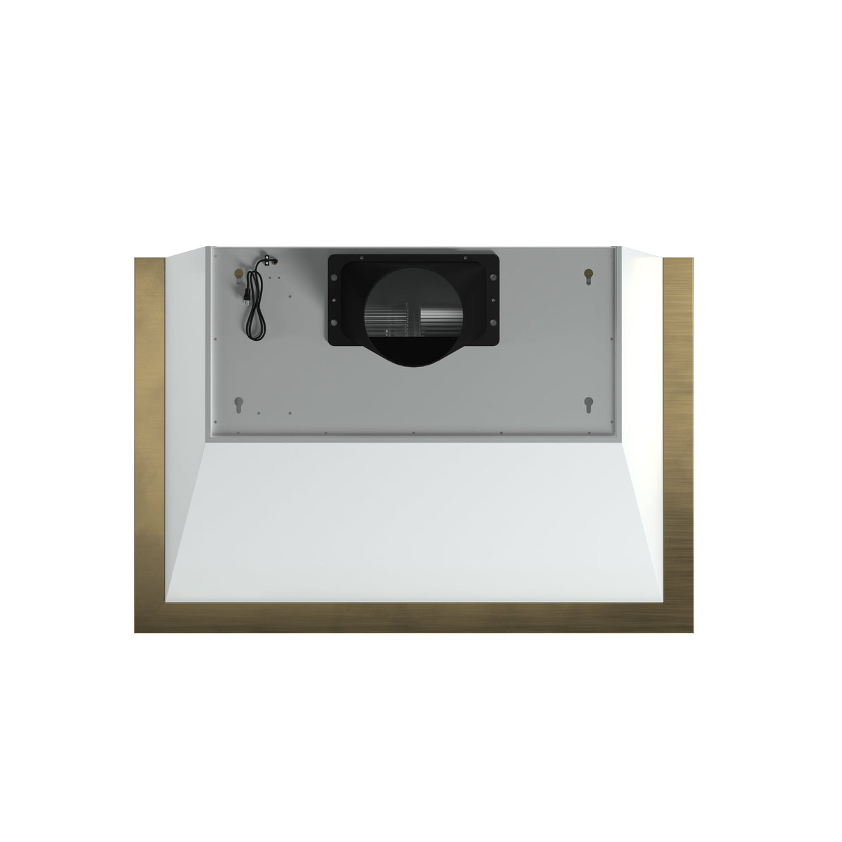 FORNO Vittorio 36" 600 CFM Wall Mount Range Hood in White and Antique Brass Trim with Remote Control, FRHWM5078-36WHT