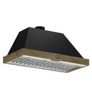 FORNO Vittorio 48" 600 CFM Wall Mount Range Hood in Black and Antique Brass Trim with Remote Control, FRHWM5078-48BLK