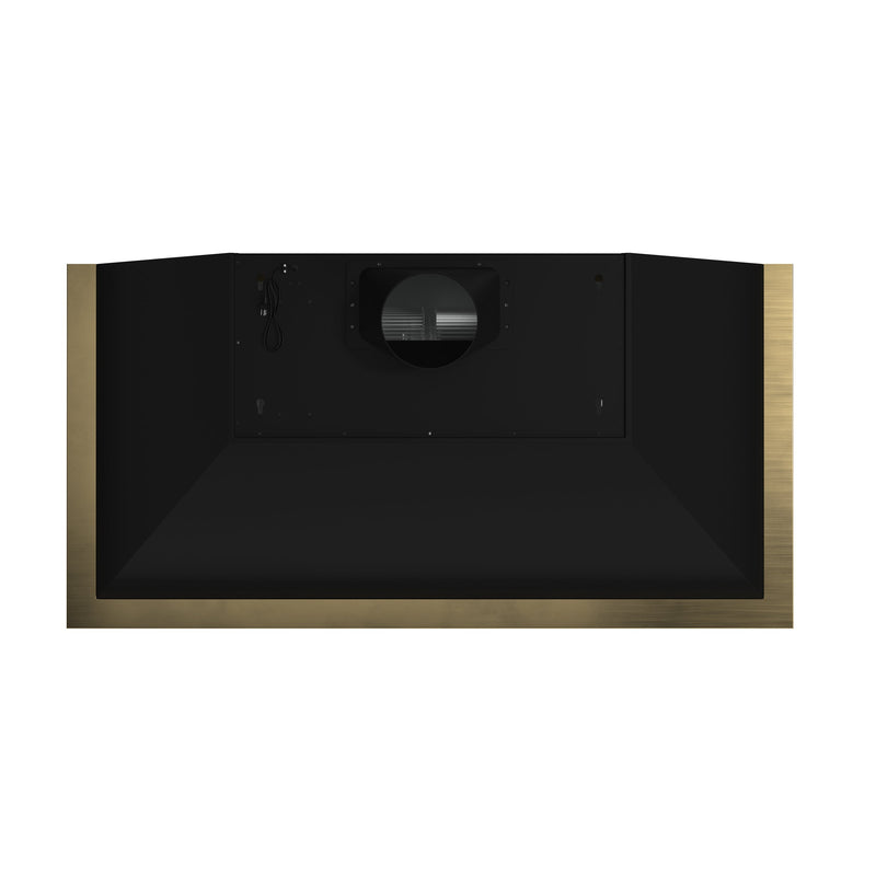 FORNO Vittorio 48" 600 CFM Wall Mount Range Hood in Black and Antique Brass Trim with Remote Control, FRHWM5078-48BLK