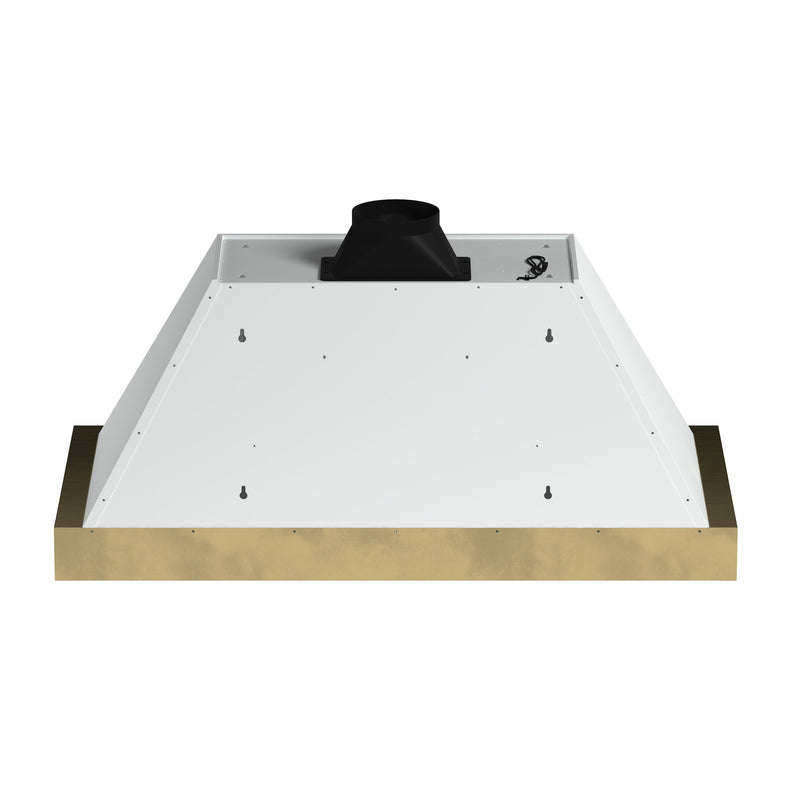 FORNO Vittorio 48" 600 CFM Wall Mount Range Hood in White and Antique Brass Trim with Remote Control, FRHWM5078-48WHT