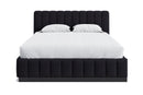 Valencia Reese Velvet Fabric Queen Bed Frame, Dark Navy