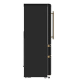 FORNO Espresso Luigi 33" 18 cu. ft. French Door Refrigerator in Black with Antique Brass Handles, FFFFD1791-33BLK