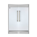 FORNO Maderno 60" 27.2 cu.ft. Convertible Refrigerator and Freezer with Grill Trim Kit in White with Antique Brass Handles, FFFFD1722-60SG-WHT