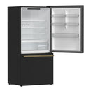 FORNO Espresso Milano 31" 17.2 cu. ft. Right Swing Refrigerator and Bottom Freezer in Black with Antique Brass Handles, FFFFD1785-31BLK