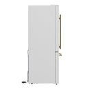 FORNO Espresso Milano 31" 17.2 cu. ft. Left Swing Refrigerator and Bottom Freezer with Ice Maker in White and Antique Brass Handles, FFFFD1786-31WHT