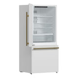 FORNO Espresso Milano 62" 34.4 cu. ft. Side-By-Side Refrigerator with Ice Maker in White with Antique Brass Accents, FFFFD1787-60WHT
