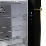 FORNO Espresso Luigi 33" 18 cu. ft. French Door Refrigerator in Black with Antique Brass Handles, FFFFD1791-33BLK
