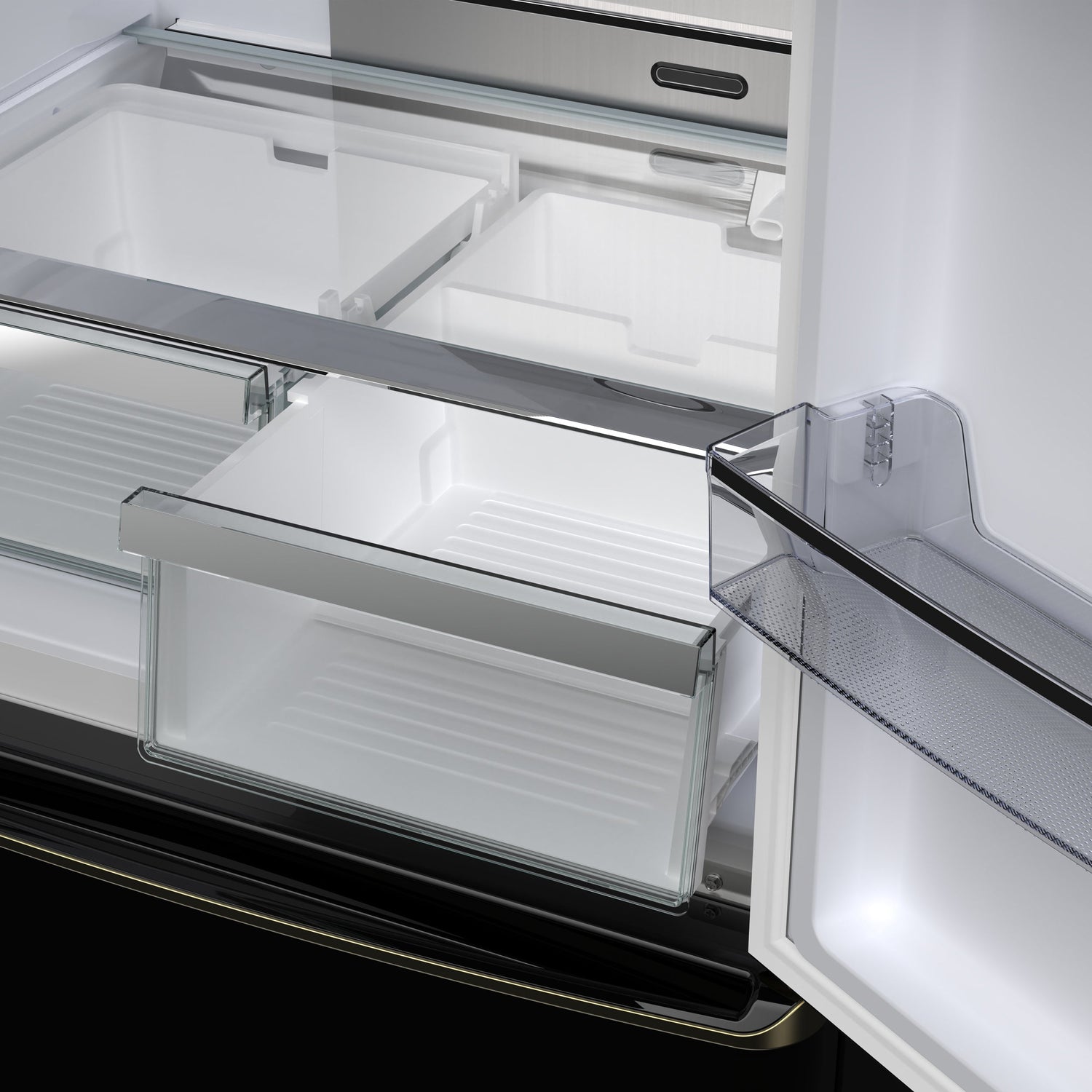 FORNO Espresso Luigi 33" 18 cu. ft. French Door Refrigerator in Black with Antique Brass Handles, FFFFD1791-33BLK