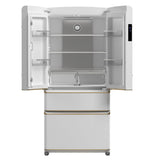 FORNO Espresso Luigi 33" 18 cu. ft. French Door Refrigerator in White with Antique Brass Handles, FFFFD1791-33WHT