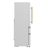 FORNO Espresso Luigi 33" 18 cu. ft. French Door Refrigerator in White with Antique Brass Handles, FFFFD1791-33WHT