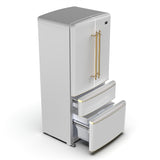 FORNO Espresso Luigi 33" 18 cu. ft. French Door Refrigerator in White with Antique Brass Handles, FFFFD1791-33WHT