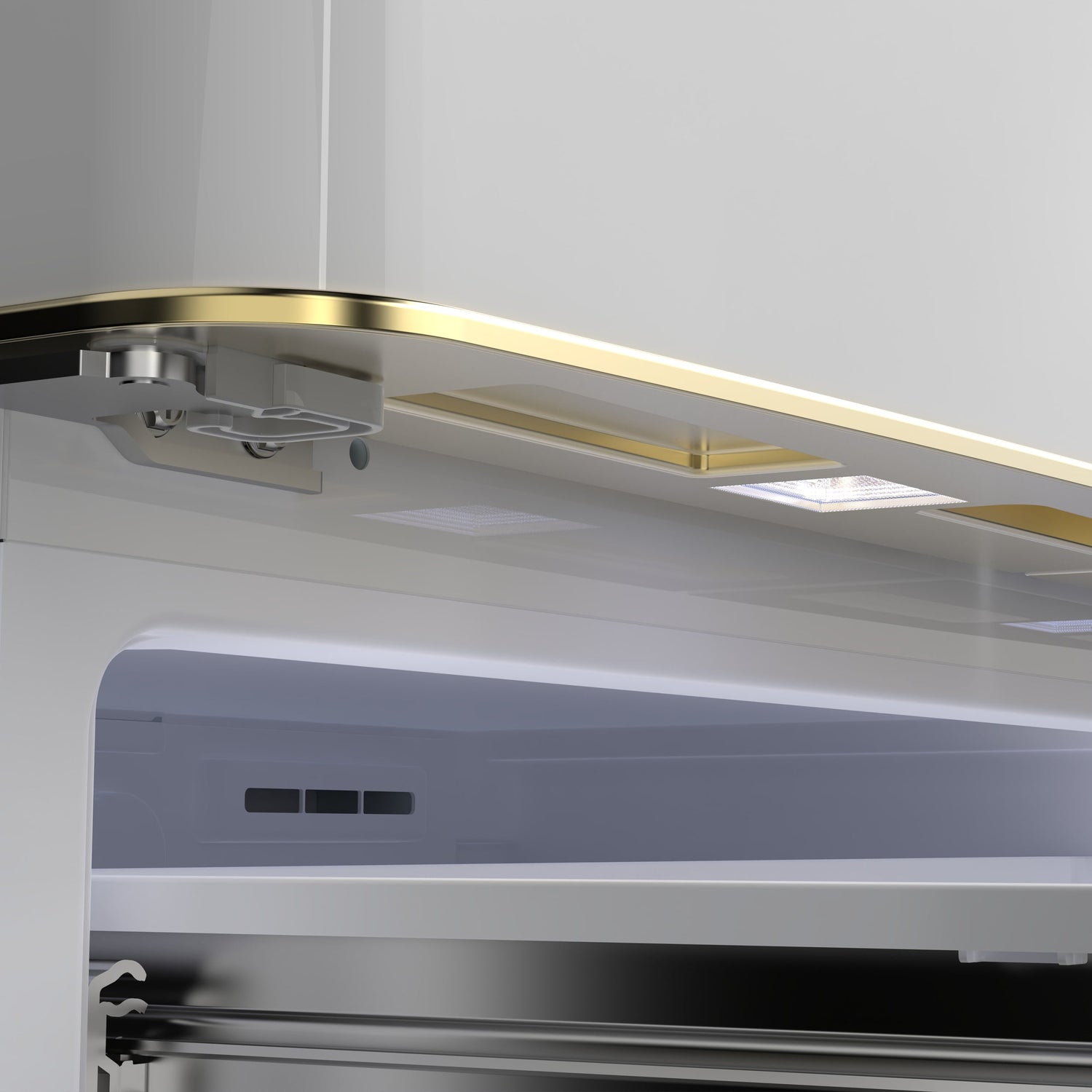 FORNO Espresso Luigi 33" 18 cu. ft. French Door Refrigerator in White with Antique Brass Handles, FFFFD1791-33WHT