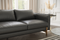 Valencia Gabriele Leather Three Seats Sofa with Brass Finished Legs, Black Color