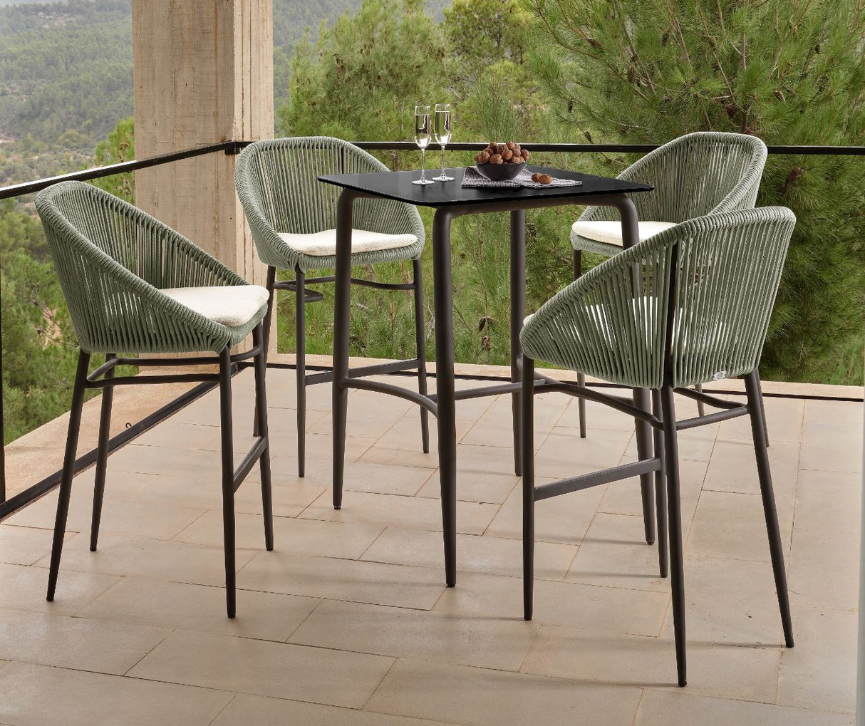 Rodona Square Pub Table with Glass