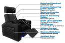 Valencia Zurich Leather Home Theater Seating Row of 2, Black
