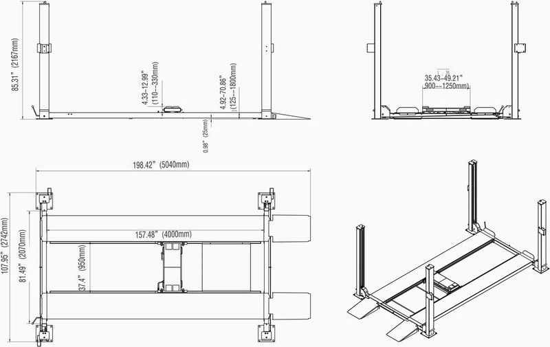 Katool Heavy Duty 4-Post Car lift 8,500lbs 4H850