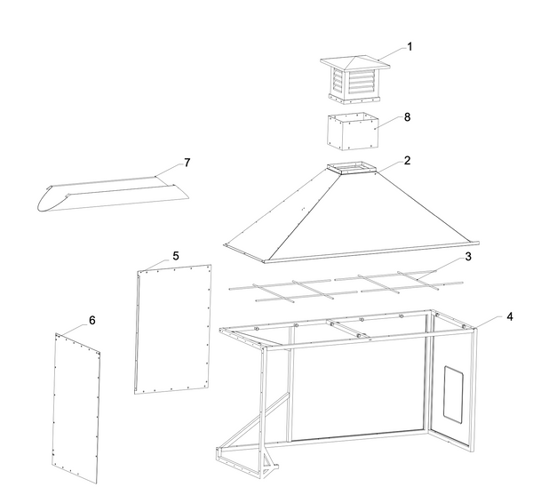 Tagwood BBQ Attachment Built-in Smoke Hood -- ASH08-