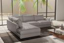 Valencia Serena Leather 2-Piece Left Bumper Chaise Sectional Sofa, Light Grey