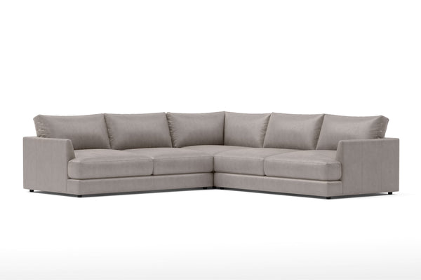 Valencia Serena Leather L-Shape Sectional Sofa, Light Grey