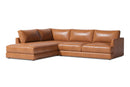 Valencia Serena Leather 2-Piece Left Bumper Chaise Sectional Sofa, Cognac