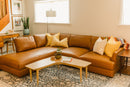 Valencia Serena Leather 2-Piece Left Bumper Chaise Sectional Sofa, Cognac