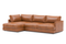 Valencia Serena Leather Three Seats with Left Chaise Sectional Sofa, Cognac