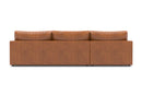 Valencia Serena Leather Three Seats with Left Chaise Sectional Sofa, Cognac
