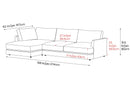 Valencia Serena Leather Three Seats with Left Chaise Sectional Sofa, Light Grey