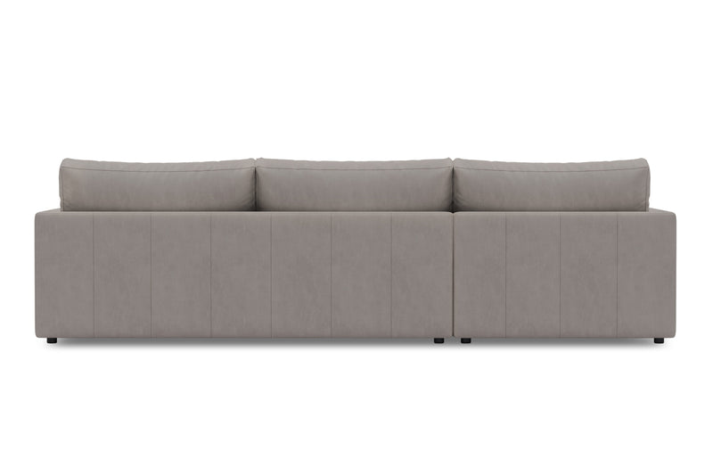 Valencia Serena Leather Three Seats with Left Chaise Sectional Sofa, Light Grey