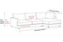 Valencia Serena Leather Three Seats with Right Chaise Sectional Sofa, Light Grey