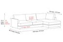 Valencia Serena Leather Three Seats with Right Chaise Sectional Sofa, Beige