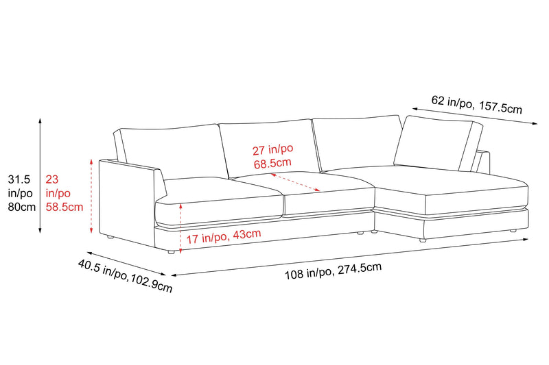 Valencia Serena Leather Three Seats with Right Chaise Sectional Sofa, Beige