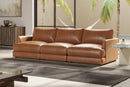 Valencia Serena Leather Three Seats Sectional Sofa, Cognac
