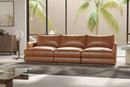 Valencia Serena Leather Three Seats Sectional Sofa, Cognac