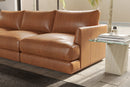 Valencia Serena Leather Three Seats Sectional Sofa, Cognac