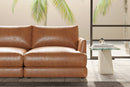 Valencia Serena Leather Three Seats Sectional Sofa, Cognac