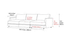 Valencia Serena Leather Three Seats Sectional Sofa, Cognac