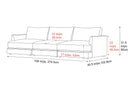 Valencia Serena Leather Three Seats Sectional Sofa, Black
