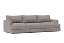 Valencia Serena Leather Three Seats Sectional Sofa, Light Grey
