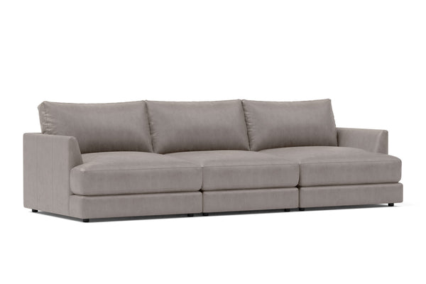 Valencia Serena Leather Three Seats Sectional Sofa, Light Grey