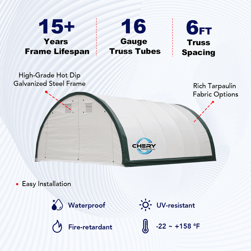 Single Truss Arch Storage Shelter W20'xL42'xH12'