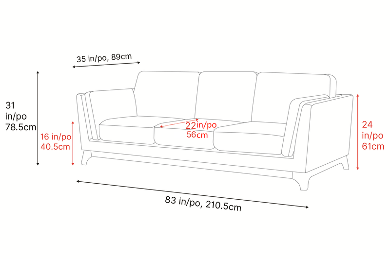 Valencia Sintra Fabric Three Seats Sofa, Grey