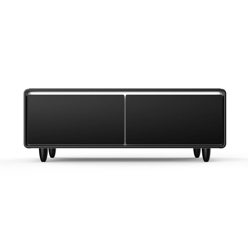 FORNO Evoluto  51" Smart Coffee Table – Dual Fridge Drawers, Bluetooth Audio, Wireless Charging, RGB Light in Black with Wood Accents, FCTFR7006-51WD